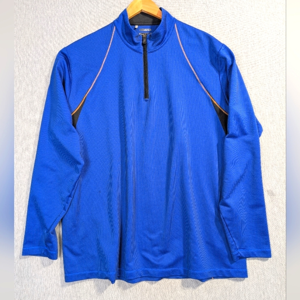 Adidas Golf Pullover Men's XL Blue Black ClimaWarm Long Sleeve 1/4 Zip